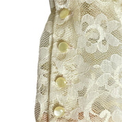 Lord & Taylor Vintage 1980s Cascade Collar Lace Blouse Pearl Buttons Women Small