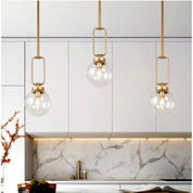 Island Chandelier Light Pendant Modern Globe Naomi 1-Light Brass Gold Glass