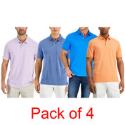 Club Room Men’s Polo Shirt Bundle – 4-Pack – Purple, Blue & Orange Styles, M