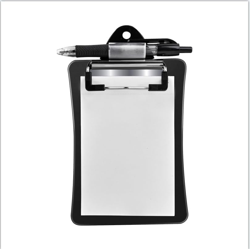 Clipco Mini Clipboard with Magnetic Back – Includes Paper Pad and Pen (2-Pack, Black)