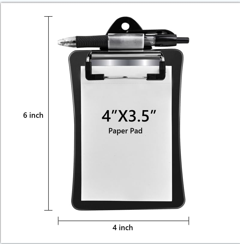 Clipco Mini Clipboard with Magnetic Back – Includes Paper Pad and Pen (2-Pack, Black)