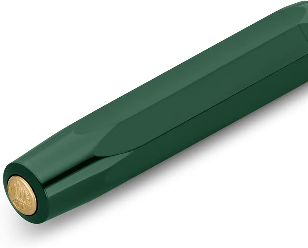 Kaweco CLASSIC SPORT Fountain Pen – Green with 23-Carat Gold-Plated Steel Nib & Iridium Tip – Medium (M) Nib – Uses Ink Cartridges – 13 cm