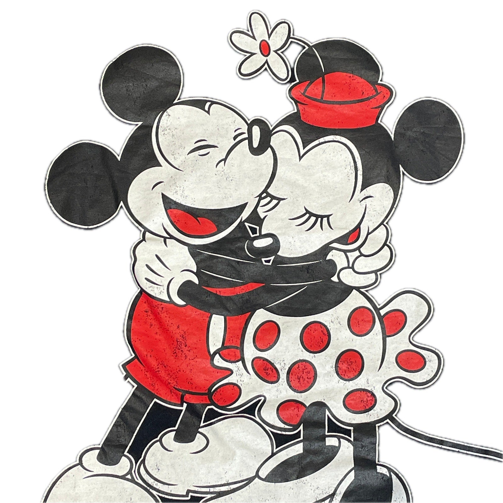 Vintage Disney Women's Mickey & Minnie Mouse Love T-Shirt - Black (Medium)
