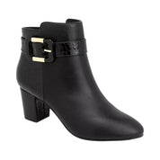 Karen Scott Women's Ivyy Mixed-Media Booties – Black Smooth, Size 7.5W