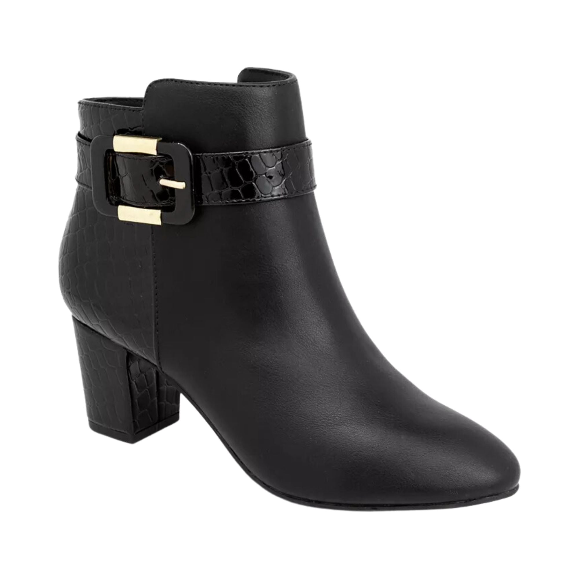 Karen Scott Women's Ivyy Mixed-Media Booties – Black Smooth, Size 7.5W
