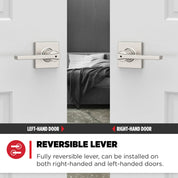 Kwikset Casey Square Privacy Lever Set – Satin Nickel – 2 Levers