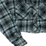 Arizona Women's Juniors Plaid Cropped Long Sleeve Button Down Top – Gray, Large