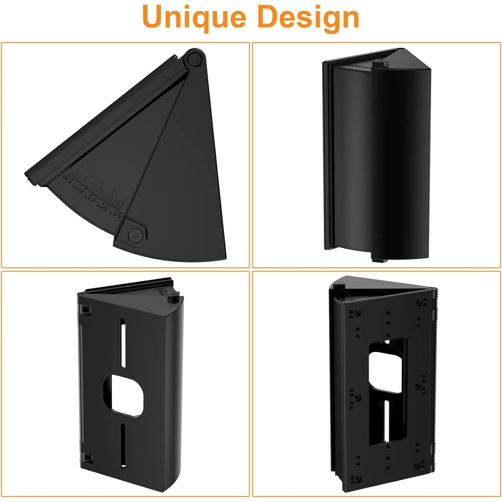NANW Adjustable Doorbell Angle Mount – 30° to 55° Wedge Bracket – Black