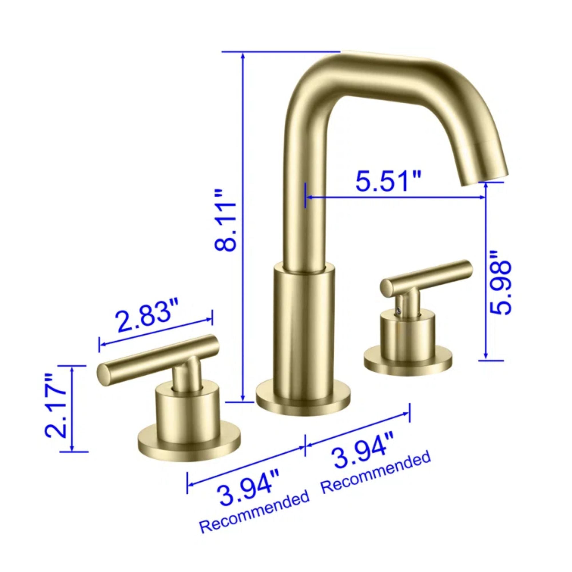 Maincraft 8 in. Widespread 2-Handle Mid-Arc Bathroom Faucet in Brushed Gold – 1514BG