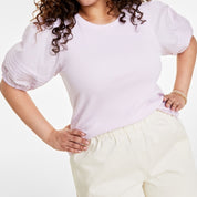 On 34th Trendy Plus Size Puff-Sleeve Knit Top - Pink Bud 0X