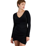 Bar III Women's Long-Sleeve Knit Mini Dress – Deep Black, Size - XL