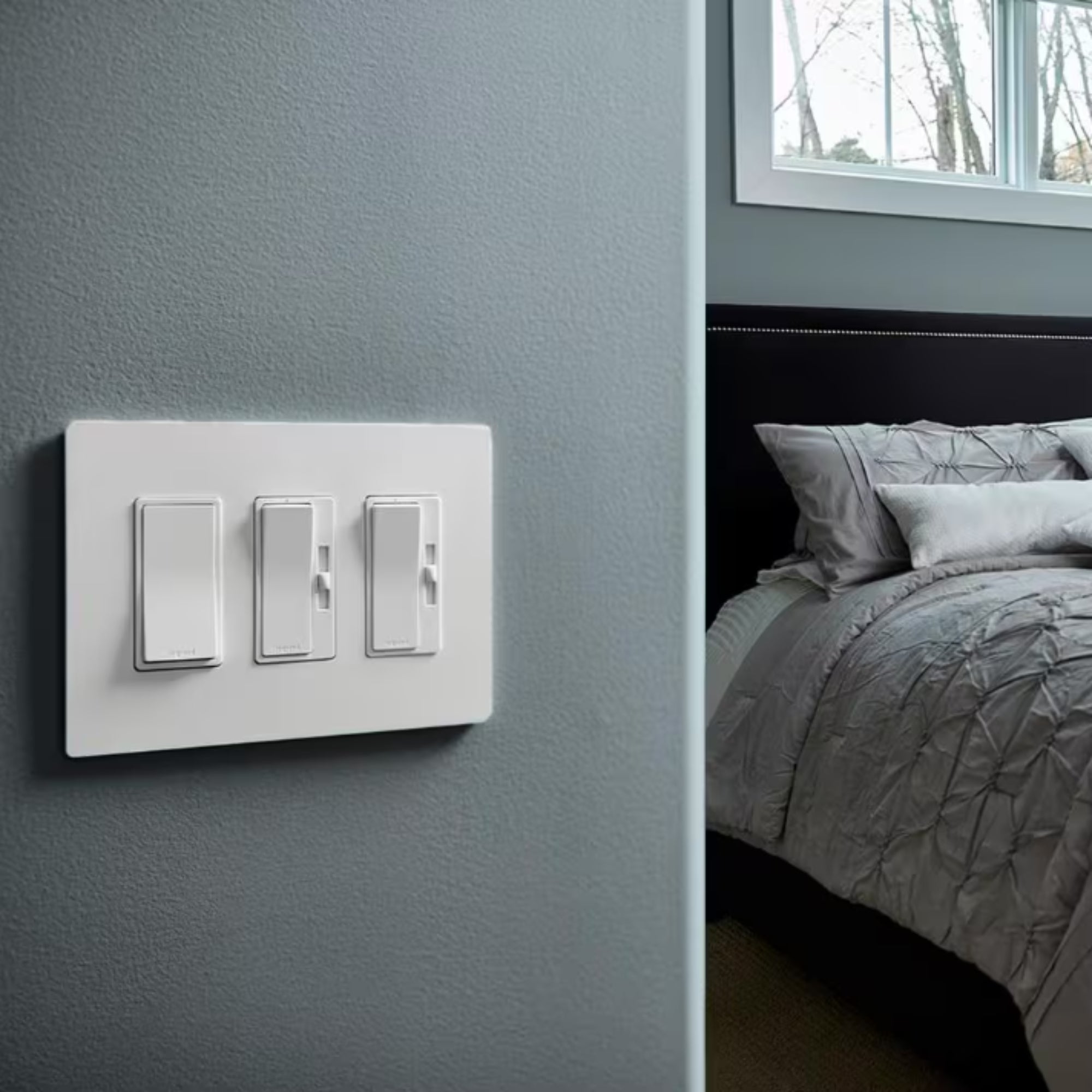 450W Rocker Dimmer and Wall Plate for LED/CFL/Halogen/Incandescent Bulbs – 3-Way/1-Pole, White