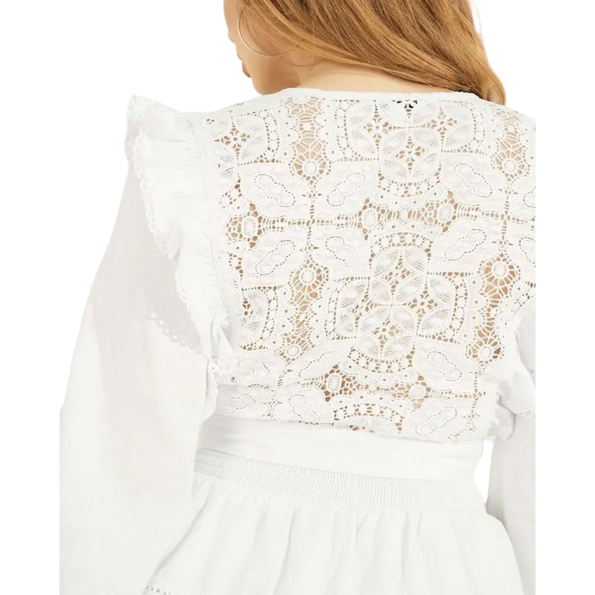 Guess Women's Christabel Lace-Trim - Pure White - XL