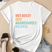 Women's Casual Sporty T-Shirt with Unique Letter Print - Medium