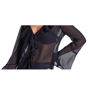 Bar III Women's Ruffled Blouse – Deep Black, Size - S