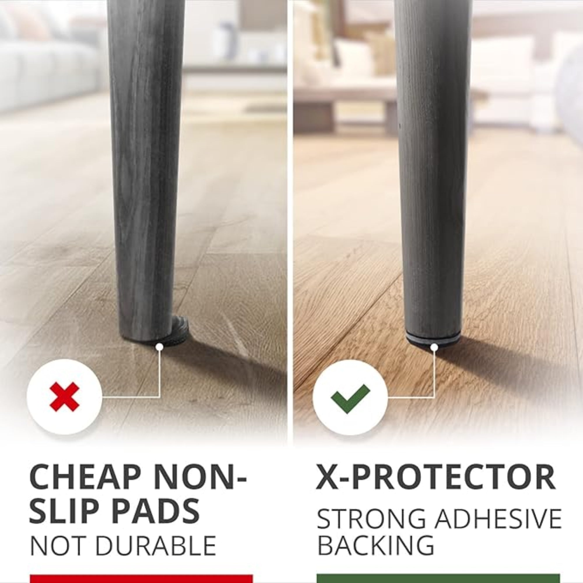 Non-Slip Furniture Pads – Premium 16 Pcs, 2" Self-Adhesive Furniture Grippers – Grey/Black