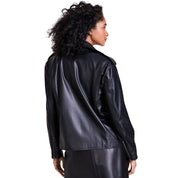 Bar III Women's Faux-Leather Jacket – Deep Black, XXS