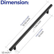 Ravinte 10 Inch Cabinet Handles – Matte Black Stainless Steel, 12.5" Length, 10" Hole Center, 20-Pack