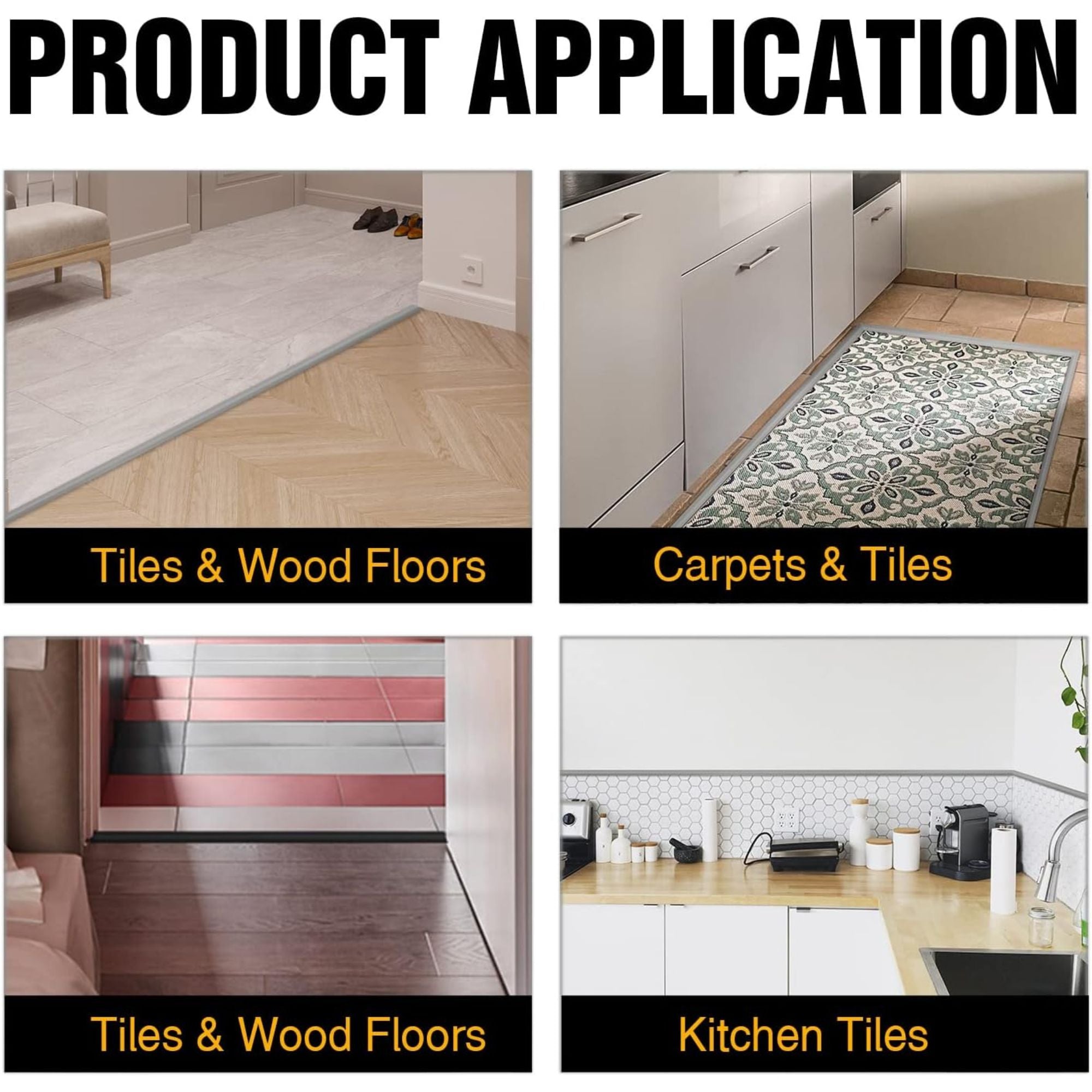 BNELL Carpet & Floor Edging Trim Strip, Self Adhesive-PVC Floor Transition Strip, Threshold Transitions Suitable for Threshold Height Less Than 15mm (6.56FT, Gray)