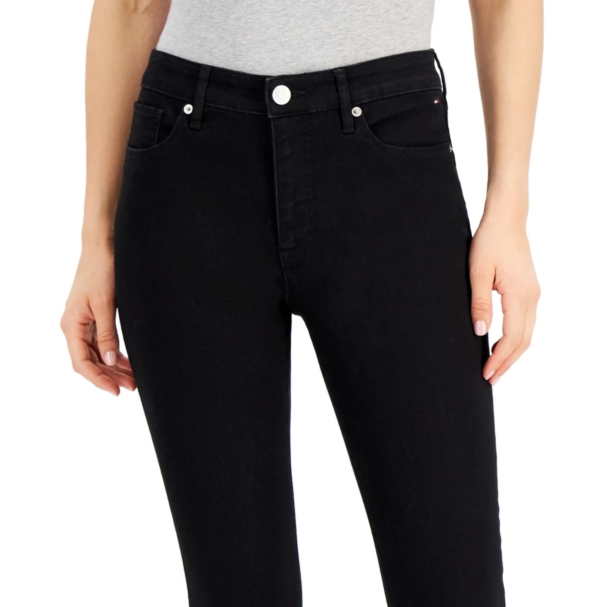 Tommy Hilfiger Women's Tribeca TH Flex Ankle Skinny Jeans, Black, Size 4
