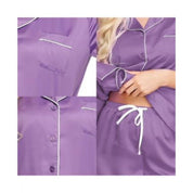 INK + IVY Women's Woven Satin Short Sleeve Notch Collar and Sleep Short Set 2pc Medium