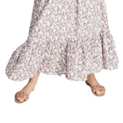 And Now This Women's Cotton Ruffled Smocked Maxi Skirt – White Floral, Size - M