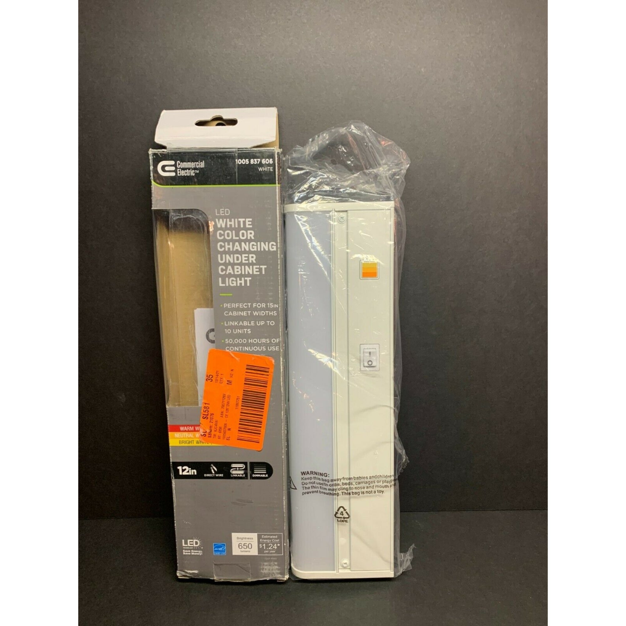 Commercial Electric Direct Wire Aluminum 12 in. LED White CCT Changing Under Cabinet Light