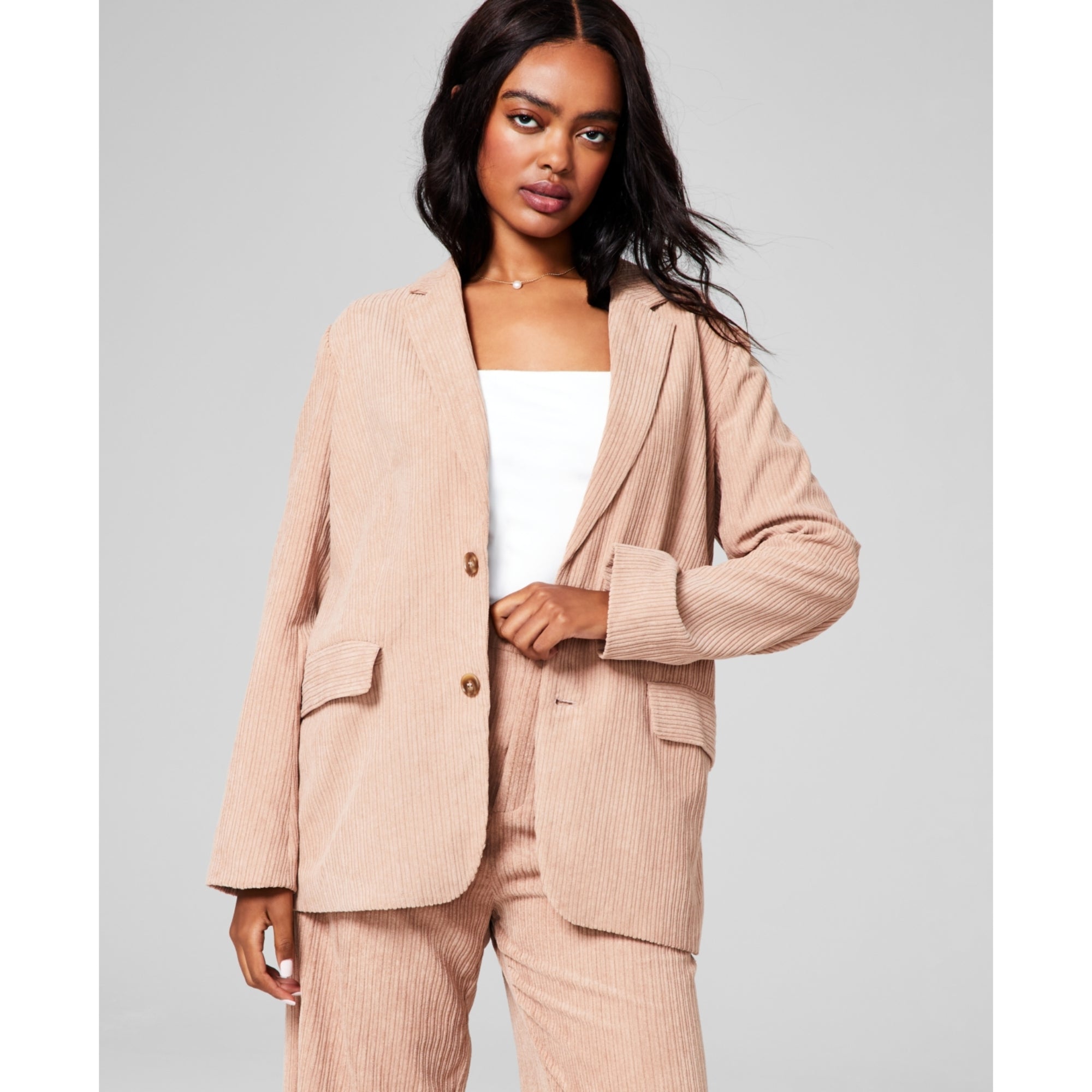 And Now This Women's Plus Size Corduroy Blazer – Almond (Beige), Size - XS