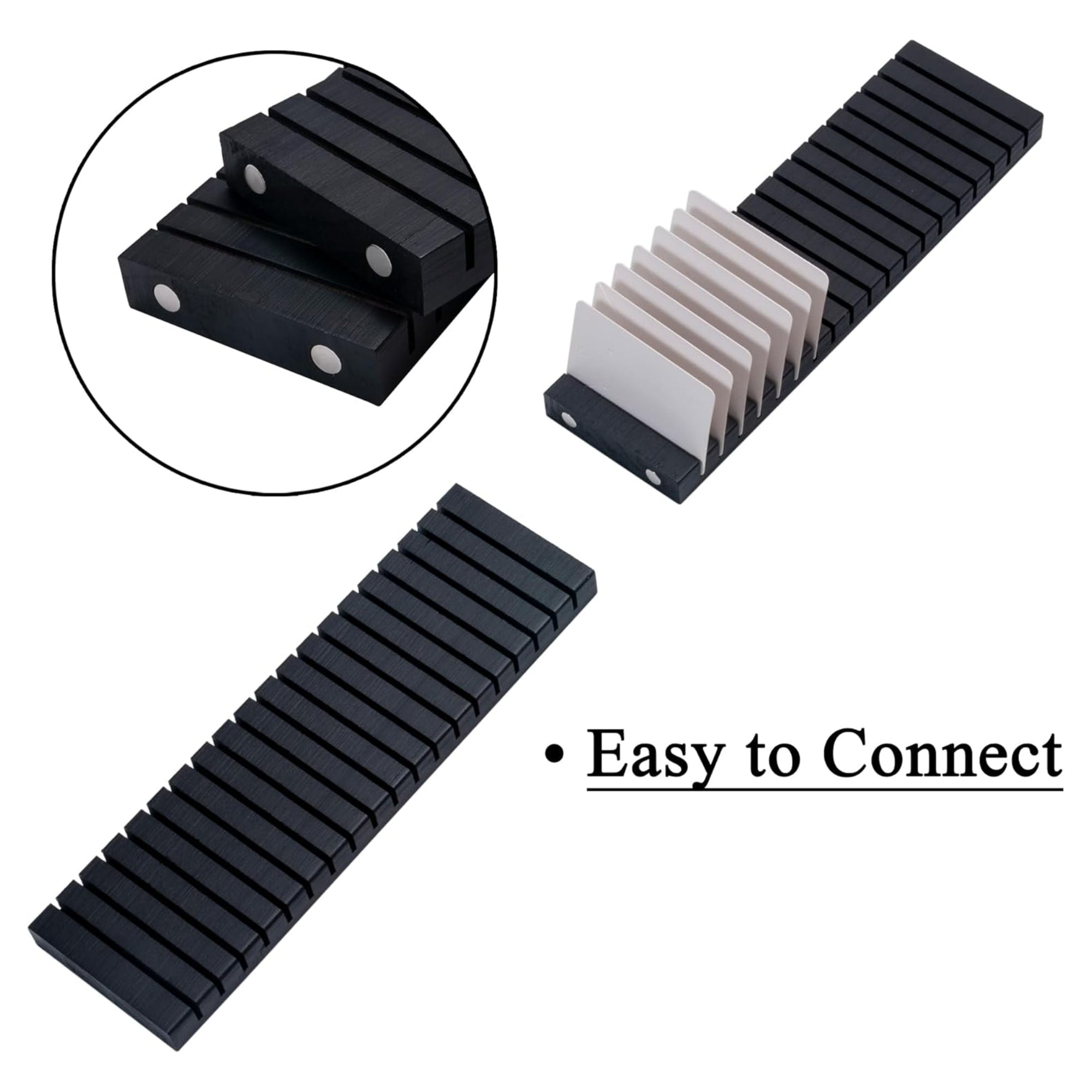 WILLOWDALE 4-Piece 12" Wood Name Badge Holder Organizer – Black Counter Card Display Stand