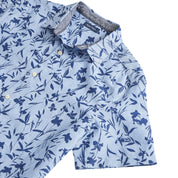 Nautica Men's Floral Print Linen Short-Sleeve Shirt – Clear Sky Blue - Size XXL