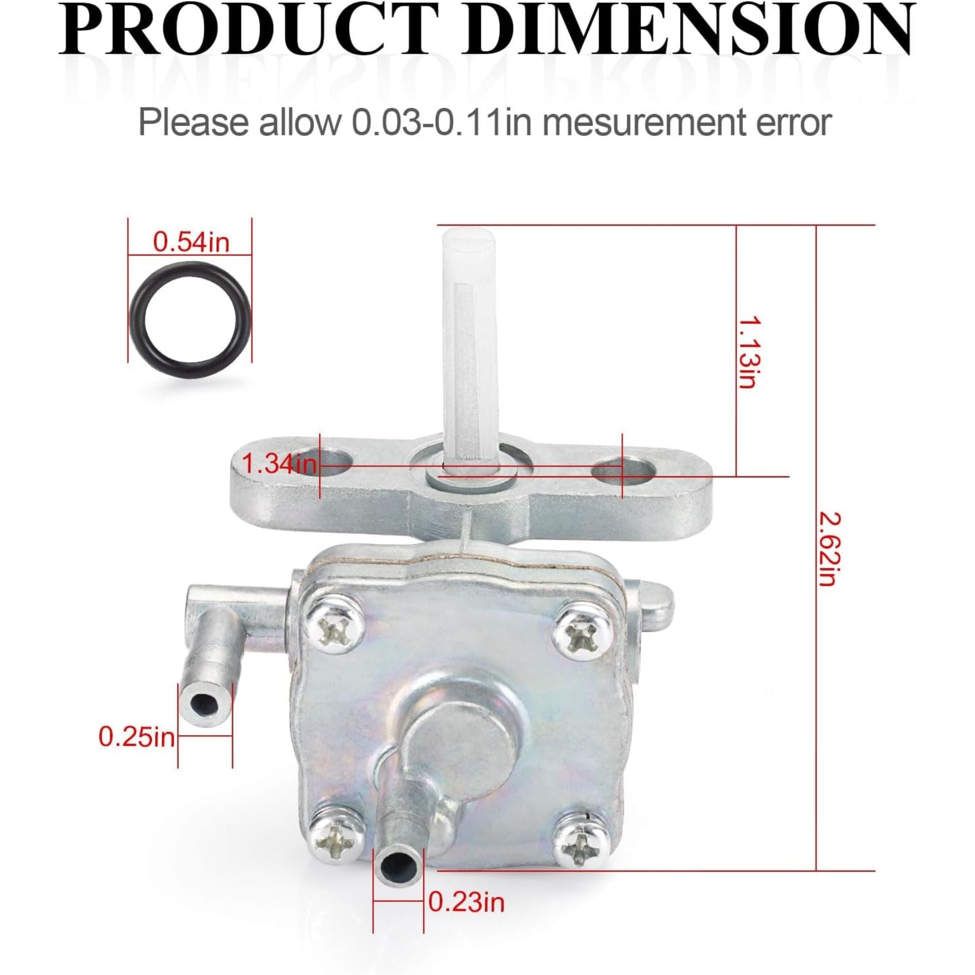 Fuel Valve Petcock for Suzuki ALT50 QuadRunner 50 LT50 (1983–1987) – Stainless Steel, Chrome