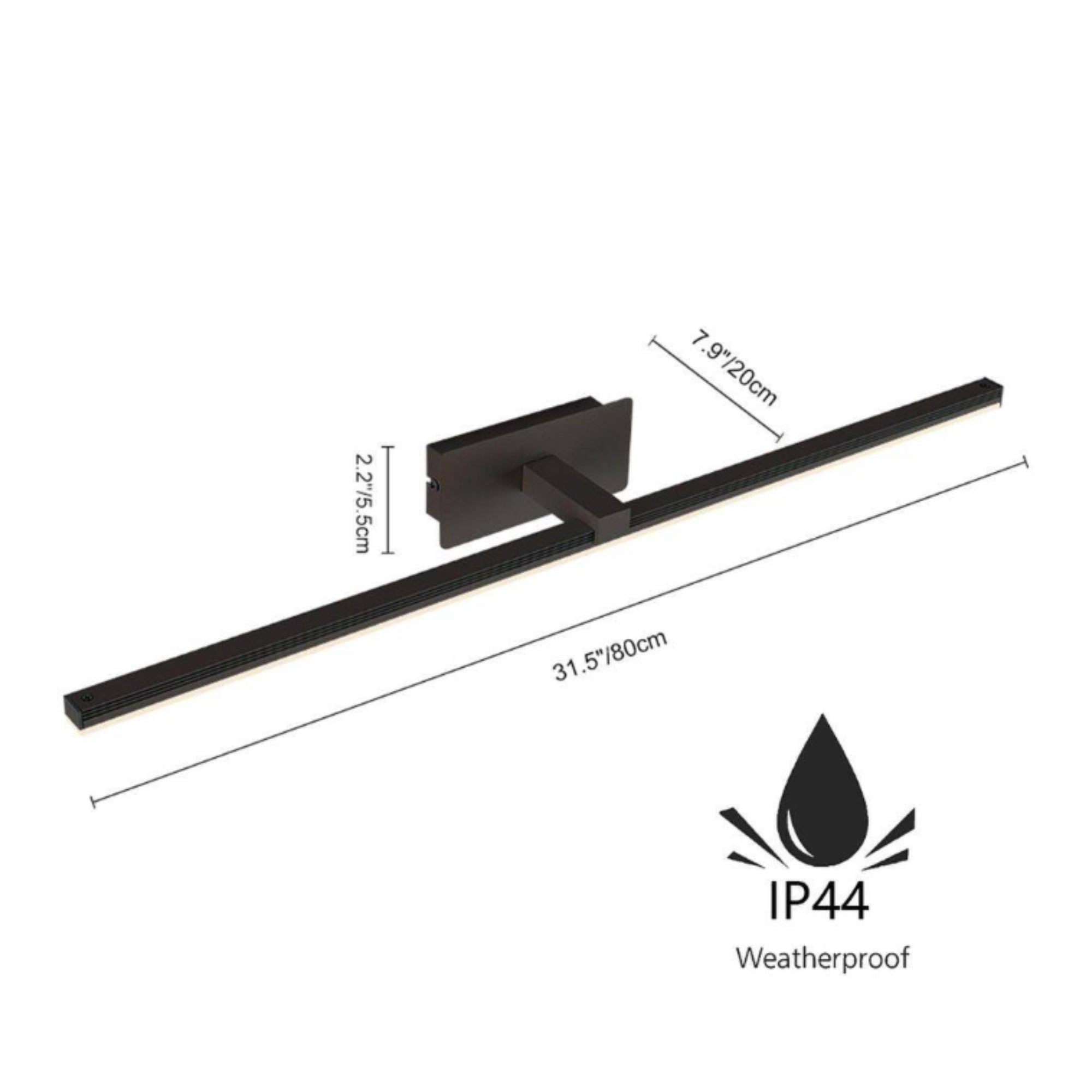 1-Light 31.7" Black Integrated LED Vanity Light Bar – Modern Minimalist Wall Sconce for Bathroom and Vanity