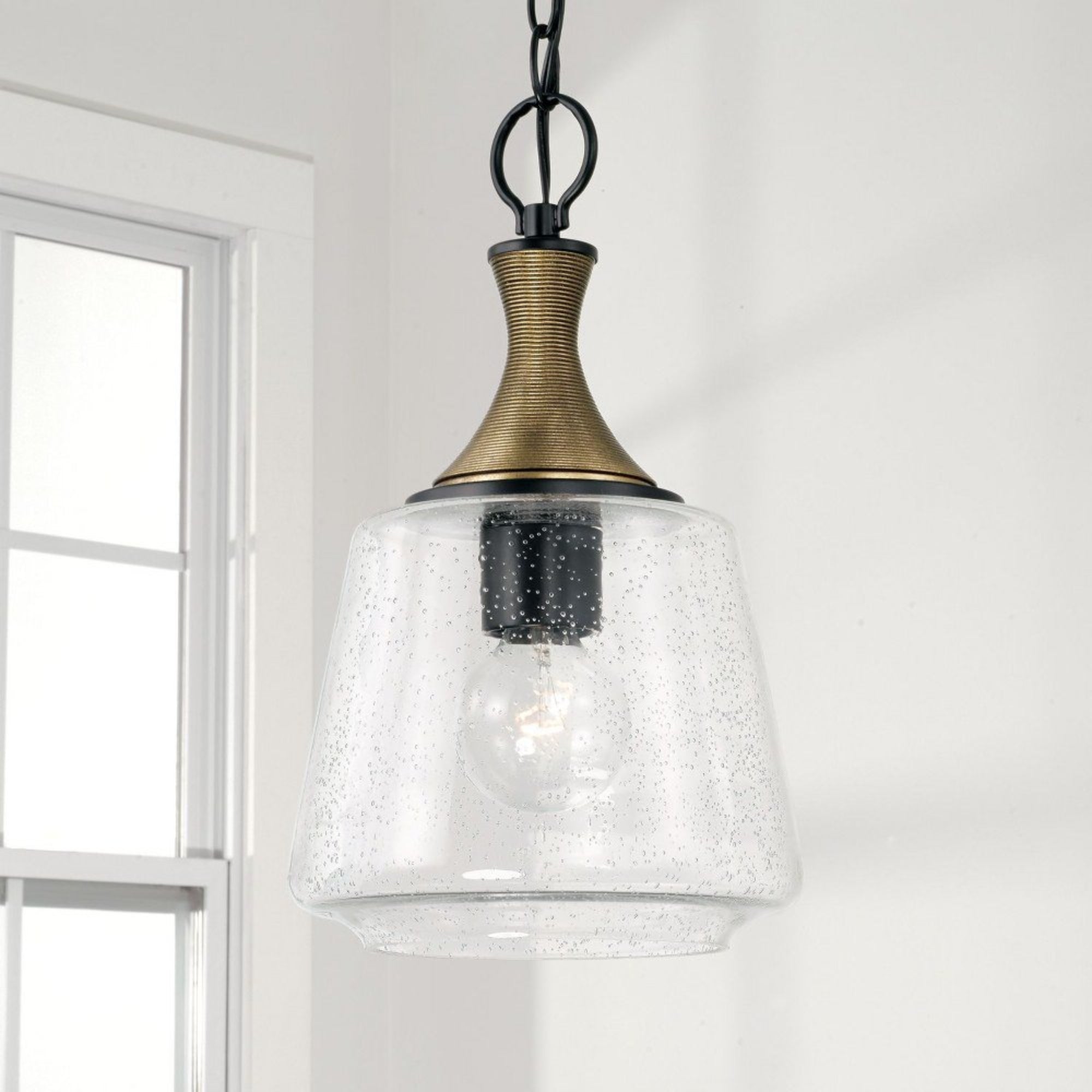 Capital Lighting Amara 9-Inch Mini Pendant in Matte Black and Brass