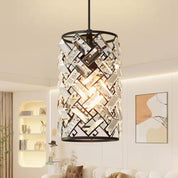 Deyidn Modern Metal 1-Light Black Pendant Light – Crystal Cylinder Chandelier