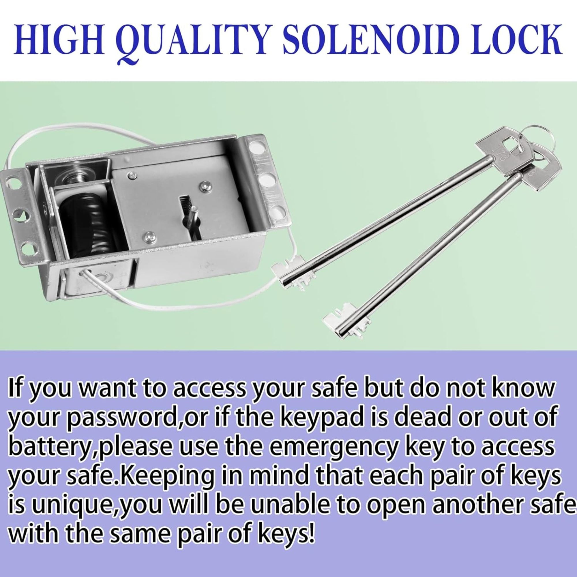 WAH YUE HING Electromagnetic Solenoid Safe Lock Replacement with 2 Override Keys - Nickel