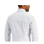 Club Room Men's Printed Slim Fit Dress Shirt, Blue - Size Small