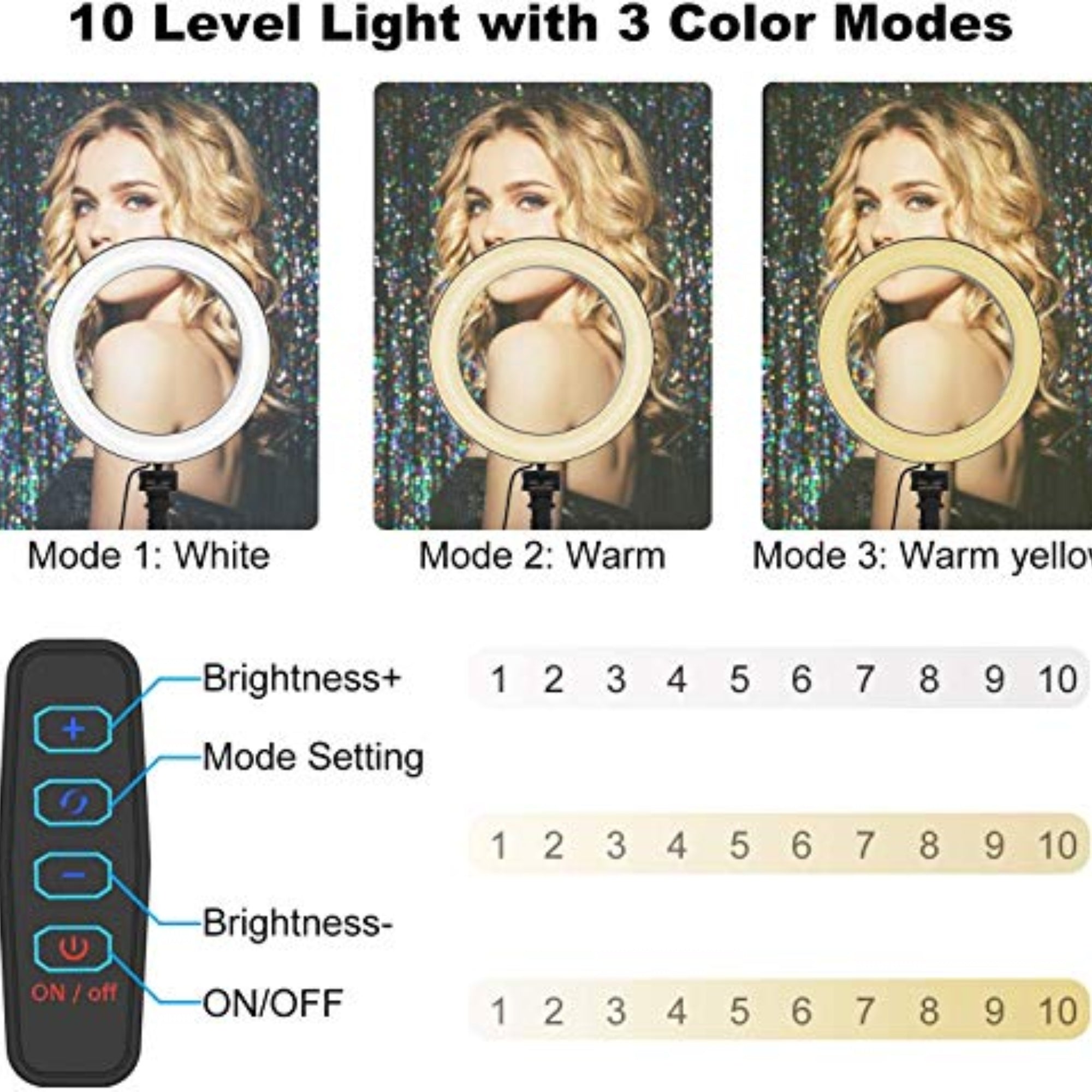 QIAYA 9-Inch Dimmable LED Ring Light Kit with Phone Holder and Tripod