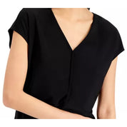 Bar III Women's Seamed V-Neck Top – Black, Size - M