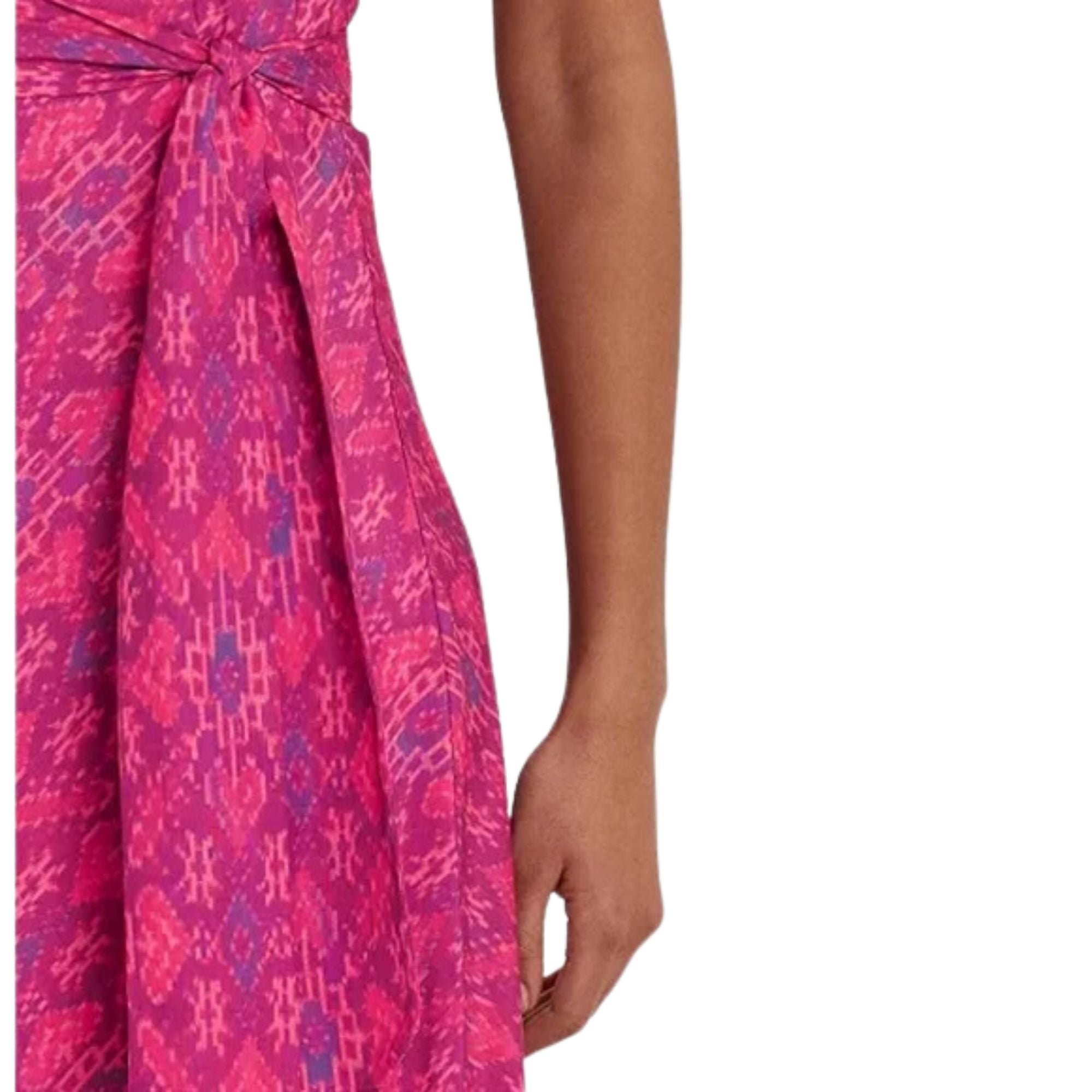 Ralph Lauren Women's Geo-Print Belted Crepe Midi Dress, Fuchsia