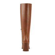 Marc Fisher Women's Dacea Tapered Block Heel Dress Boots Dark Natural Leather Size - 7 M