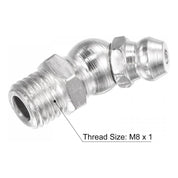 uxcell 45 Degree Grease Fittings – M8 x 1mm Thread, Nickel-Plated Iron, Hydraulic Accessories, 10 Pcs – Silver