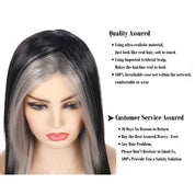Baruisi Long Black & Grey Wig – Silky Straight Synthetic Costume Wig with Side Bangs, Heat Resistant