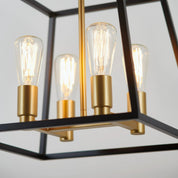 Artika Carter 4-Light Black & Gold Modern Industrial Cage Chandelier