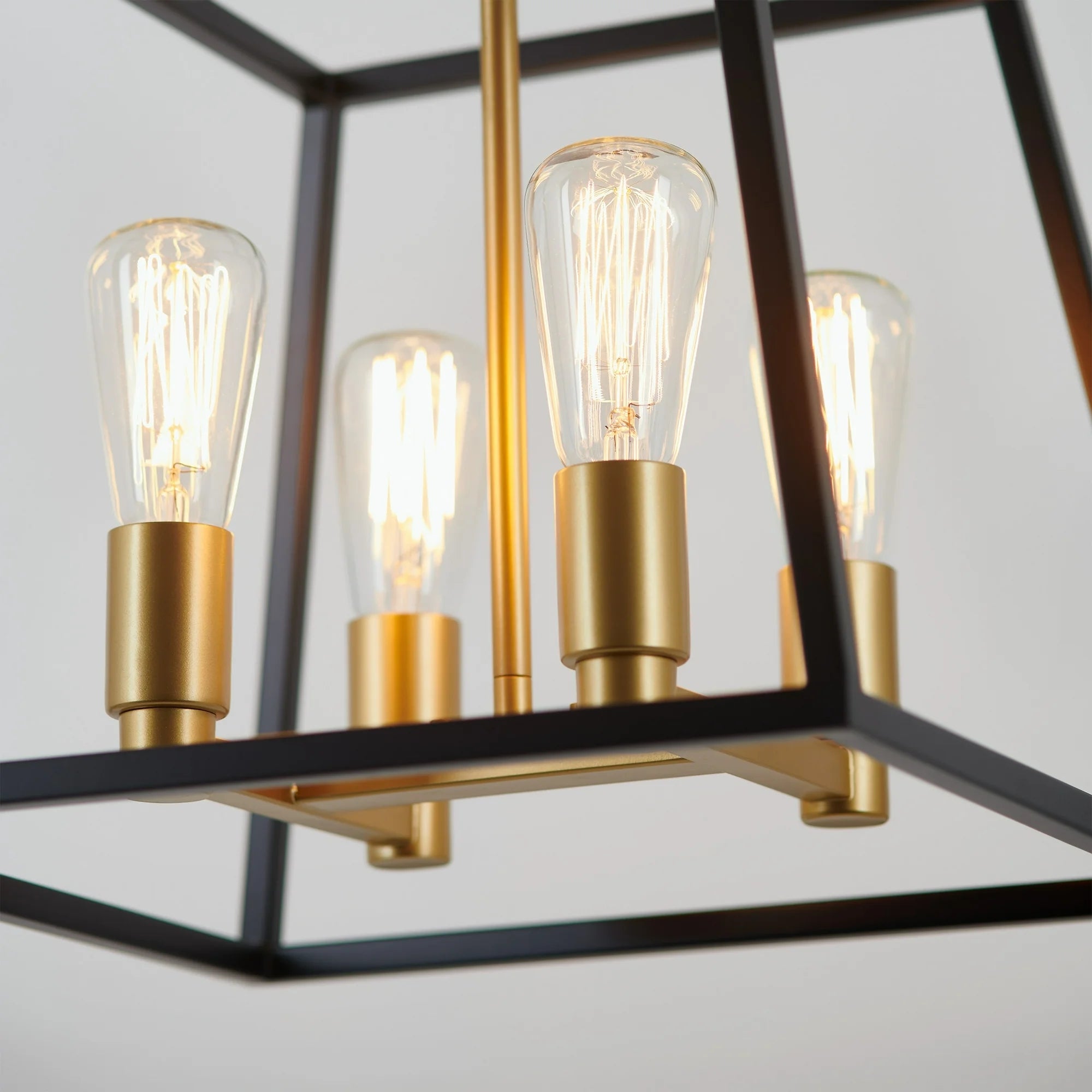 Artika Carter 4-Light Black & Gold Modern Industrial Cage Chandelier