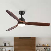52" YUHAO Indoor Farmhouse Rustic LED Ceiling Fan with Remote – Brown Finish