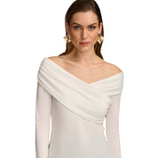 Donna Karan Women's Off-the-Shoulder Long-Sleeve Top – Cream, Size XL