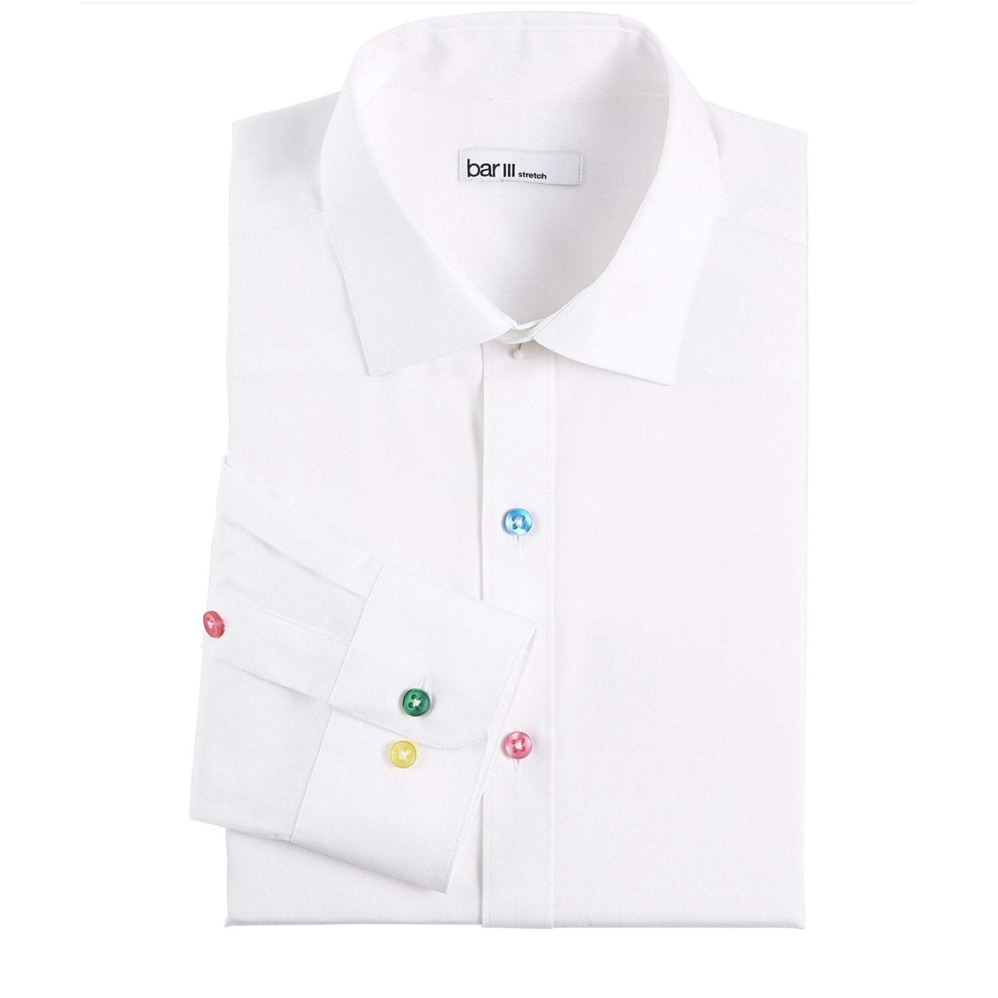 Bar III Men's Organic Cotton Slim Fit Button-Down Shirt – White, Size Medium