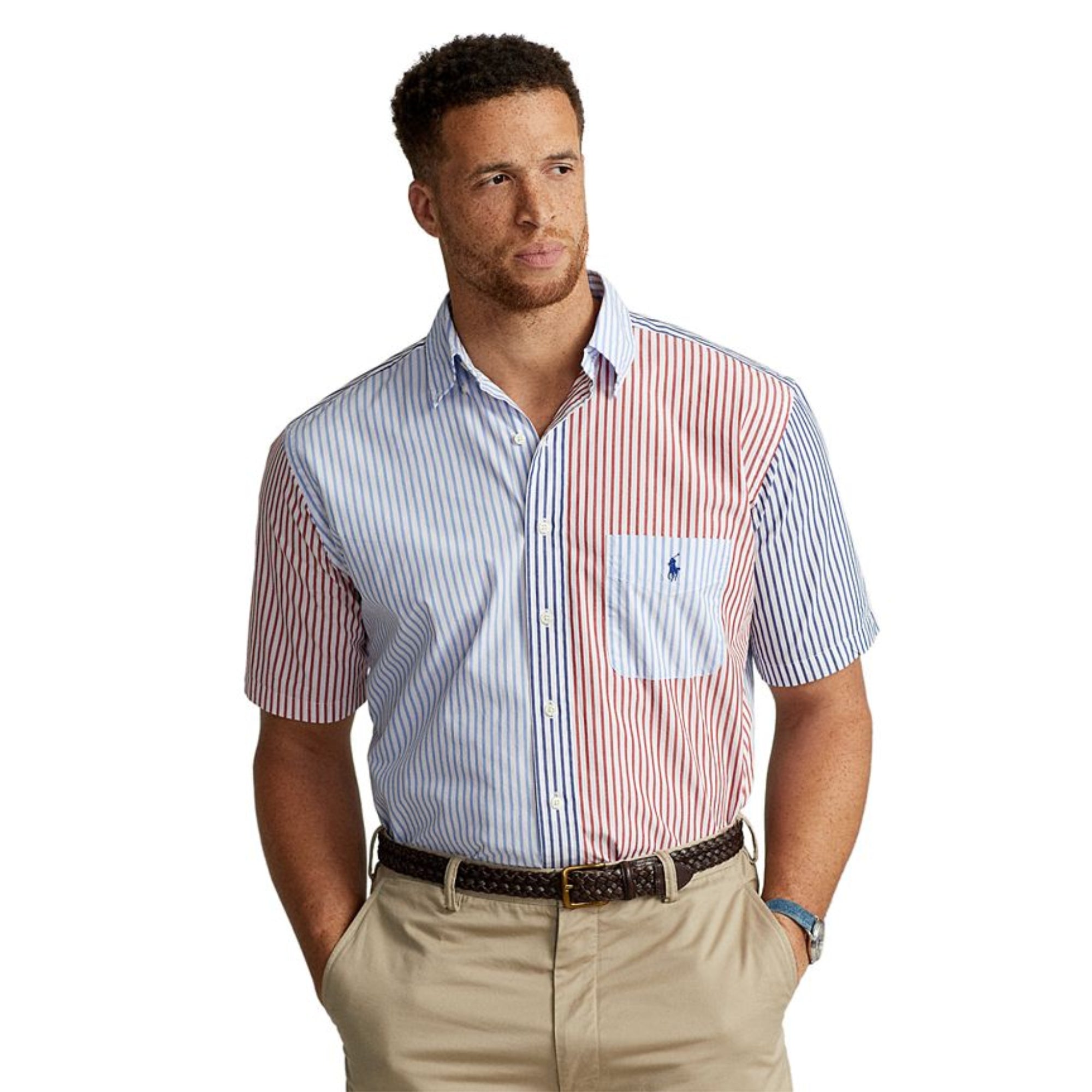 Polo Ralph Lauren Men's Classic Fit Striped Broadcloth Fun Shirt, Blue, Size X-Large