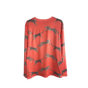 Leopard Print Crew Neck T-Shirt, Medium - Tangerine