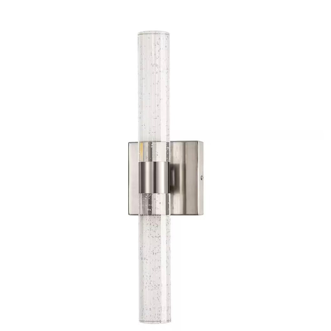 Glass Bubble Light Bar LED Vanity 18 in. 2-Light Brushed Nickel Modern/Contemporary